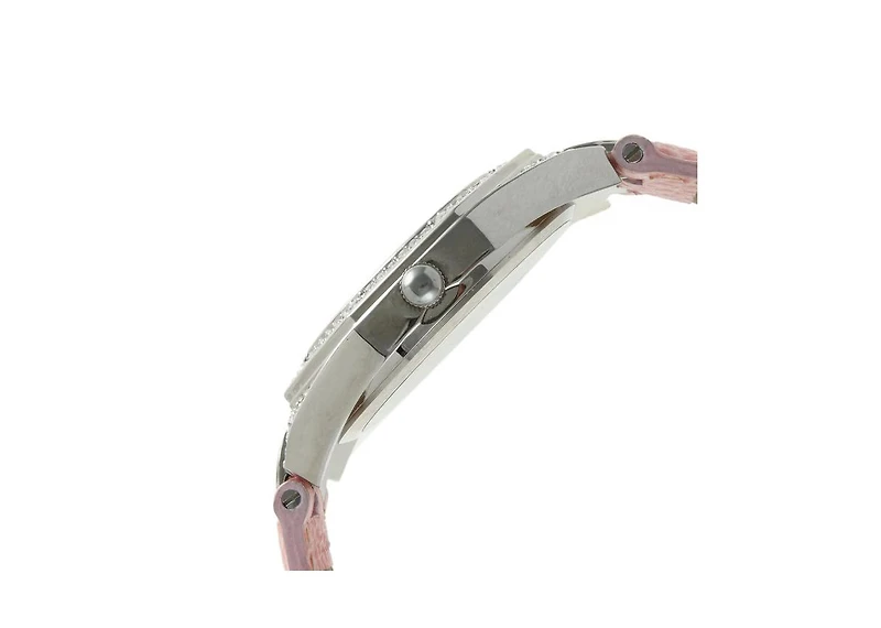 Peugeot Women's 37mm Pink Watch with Crystal Bezel Leather Band