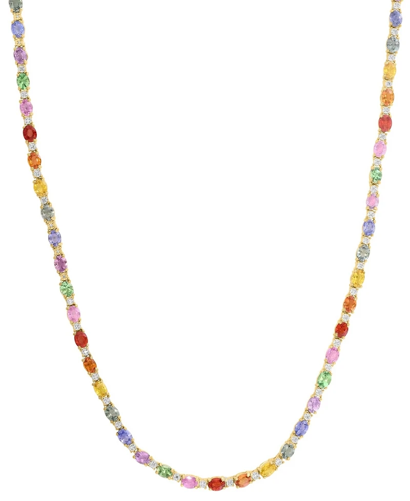 Effy Collection Multi Sapphire (17-1/2 ct. t.w.) and Diamond (1/4 ct. t.w.) Necklace in 14k Yellow Gold