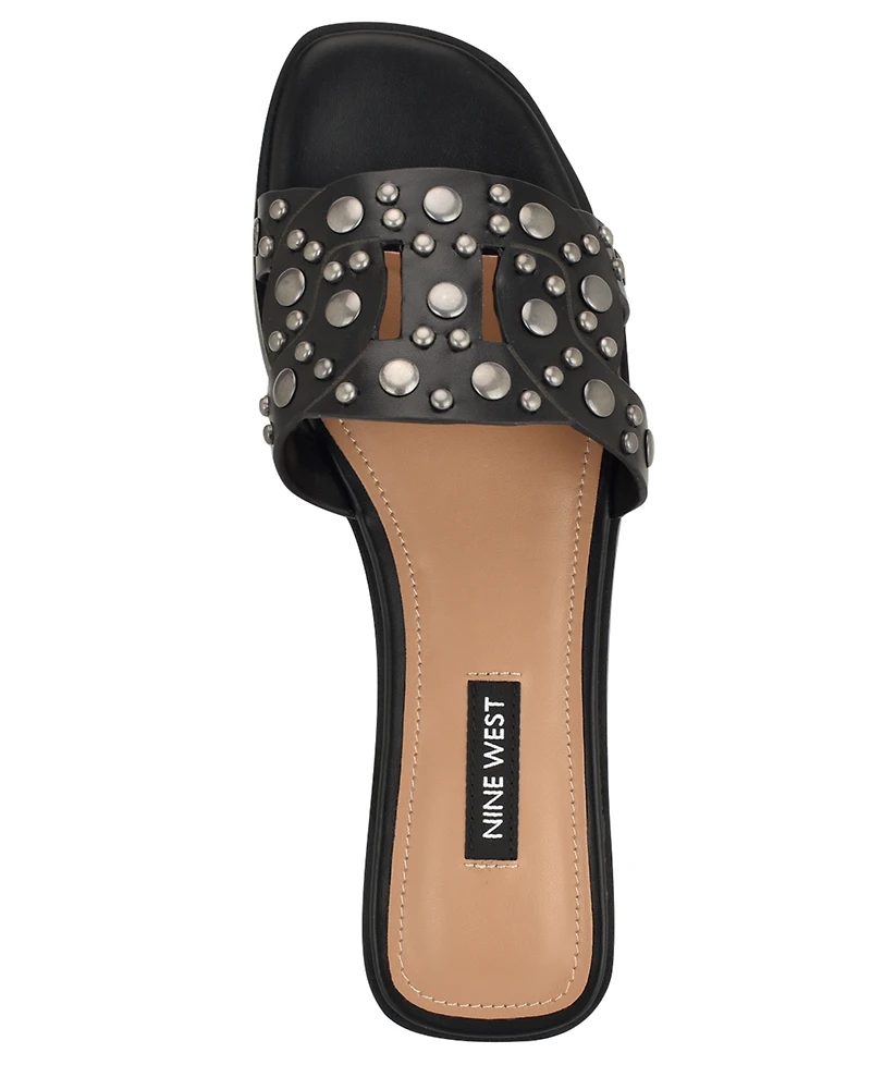 Nine West Women's Gomaz Embellished Flat Slip-On Sandals