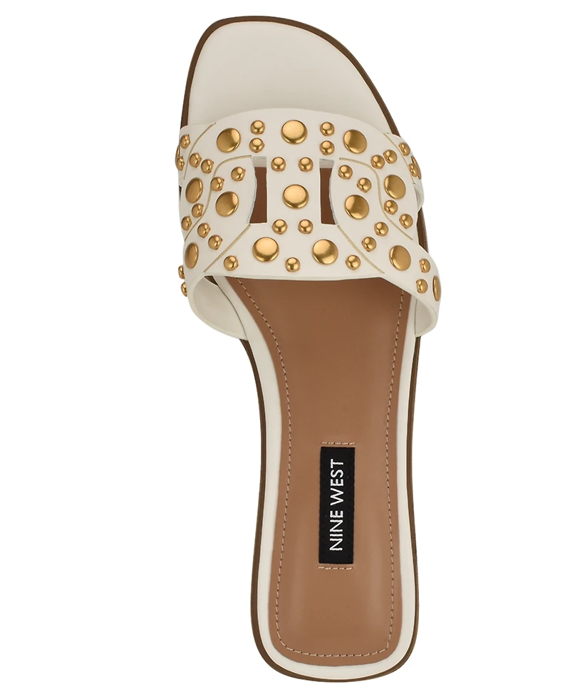 Nine West Women's Gomaz Embellished Flat Slip-On Sandals