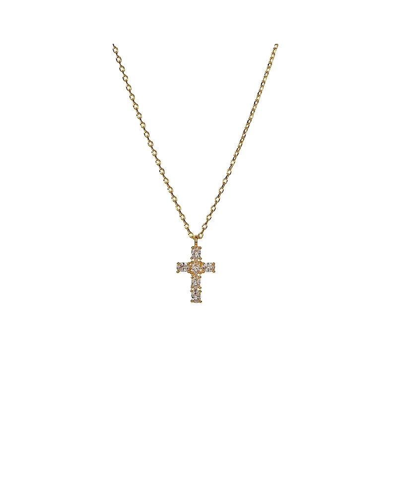 Bearfruit Jewelry 14k Gold Plated Evelina Crystal Cross Necklace Holiday Gift Guide