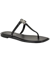 Calvin Klein Women's Ellye Logo T-Strap Flat Slip-On Sandals
