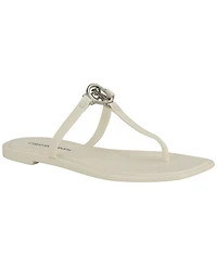 Calvin Klein Women's Ellye Logo T-Strap Flat Slip-On Sandals