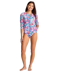 Tommy Bahama Women's Floral Full-Zip Rashguard Swimsuit