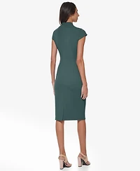 Calvin Klein Women's Scuba Crepe Split V-Neck Sheath Dress