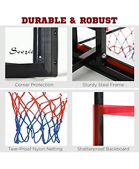 Soozier Wall Mounted Basketball Hoop, Mini Hoop Basketball Goal with 43" x 30" Shatter Proof Backboard, Durable Bracket and All Weather Net for Outdoo