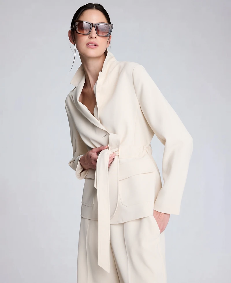 Kenneth Cole Women's Notch Collar Vision Twill Belted Jacket