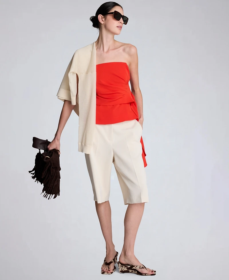 Kenneth Cole Women's Sleeveless Draped Front Bustier Crop Top