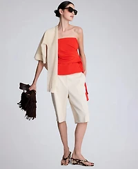 Kenneth Cole Women's Sleeveless Draped Front Bustier Crop Top