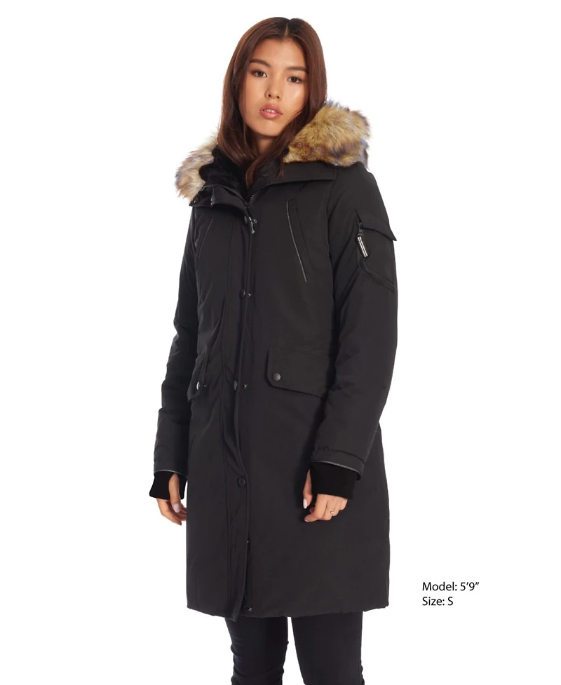Alpine North Women's Laurentian | Long Parka Winter With Faux Fur Hood