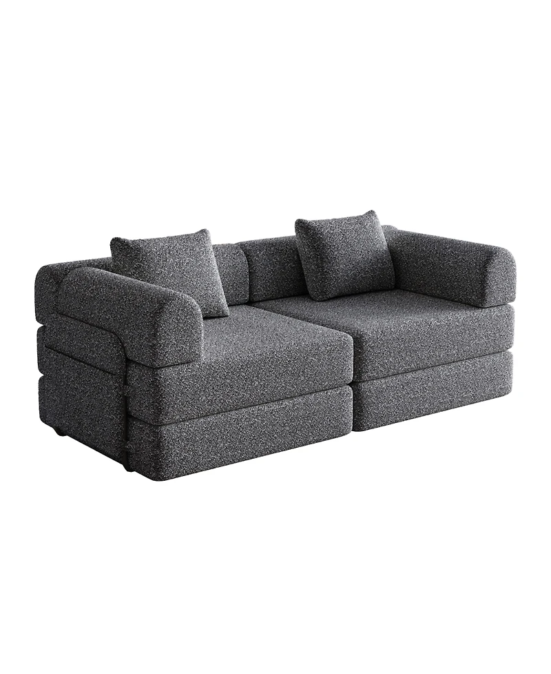 Streamdale Furniture Chenille Convertible Sofa Bed with Storage Pockets & Cushions