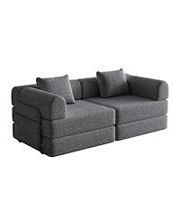 Streamdale Furniture Chenille Convertible Sofa Bed with Storage Pockets & Cushions