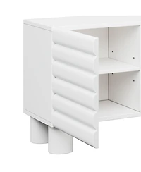 Streamdale Furniture Cream Tv Stand Console - 75" Tv, Adjustable Shelves