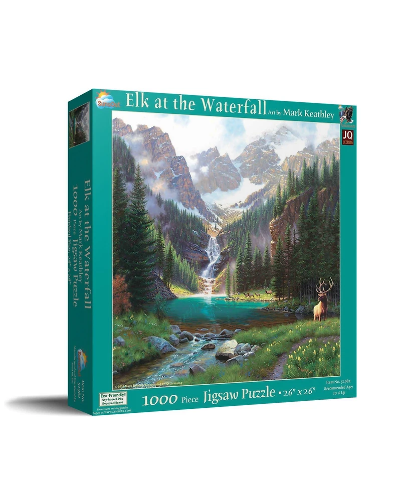 SunsOut Elk at the Waterfall 1000 piece Jigsaw Puzzle for Adults