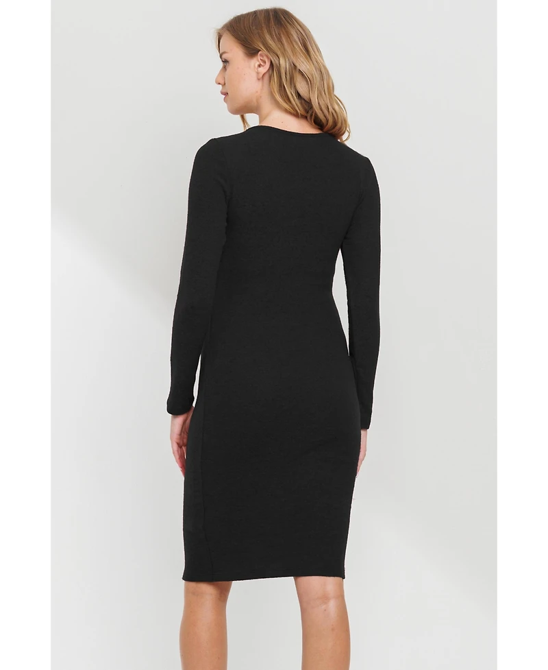 Hello Miz Maternity Long Sleeve Bodycon Nursing Dress