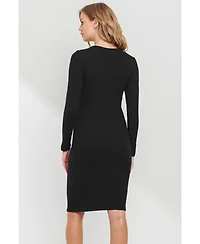 Hello Miz Maternity Long Sleeve Bodycon Nursing Dress