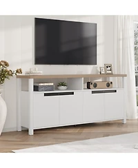 gaomon 63" Tall Entertainment Center with Storage and Open Shelf Farmhouse Tv Stand