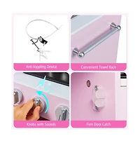 Hongge Kids Play Kitchen with Range Hood Ice Maker and Telephone