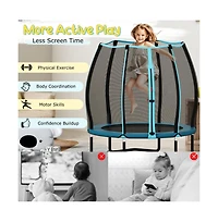 Hongge Kid's Indoor Trampoline with Safety Enclosure Bungee Cords and Galvanized Steel Frame