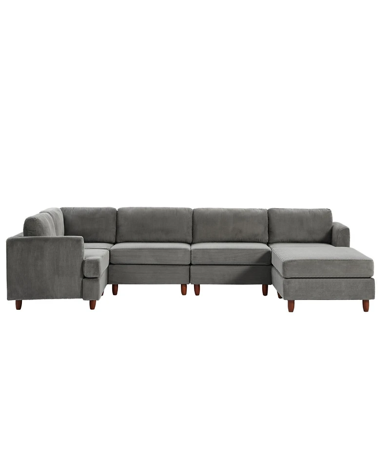 Streamdale Furniture Corduroy 6-Seater Modular Sectional Sofa