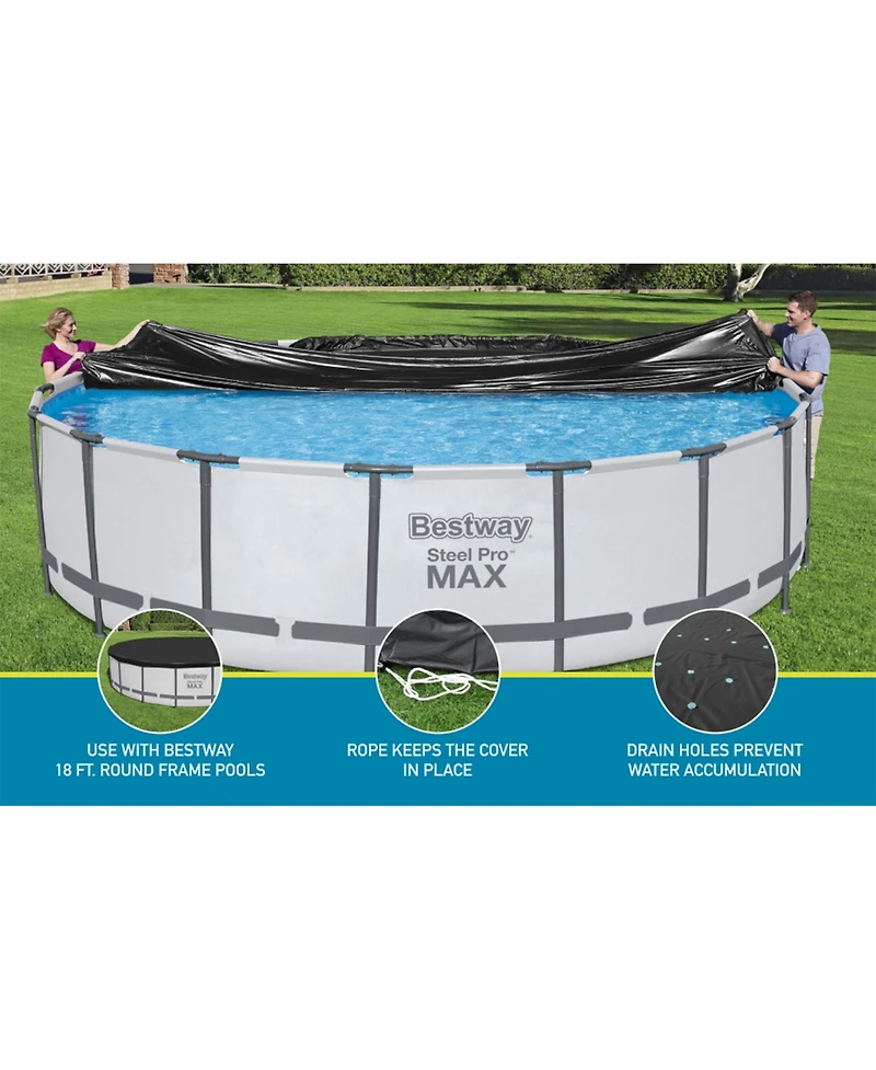 Bestway Flowclear Round 18' Pool Cover for Above Ground Frame Pools (Cover Only)