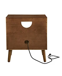 Streamdale Furniture Mid Century Modern Nightstand with Usb & Drawer Walnut