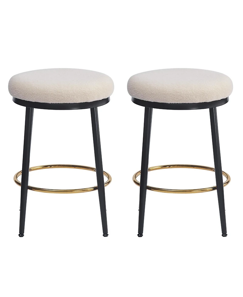 Streamdale Furniture Modern Counter Stools (Set of 2), White, with Iron Frame