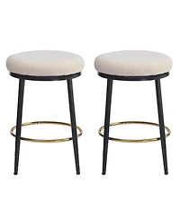 Streamdale Furniture Modern Counter Stools (Set of 2), White, with Iron Frame