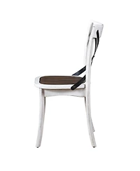 Streamdale Furniture 2 Pieces Set Dining Side Chair Rustic Modern Farmhouse Design Retro Design With Metal X Design