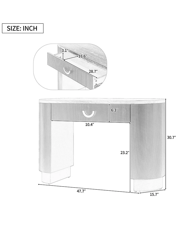 Streamdale Furniture Ribbed Console Table with Drawer