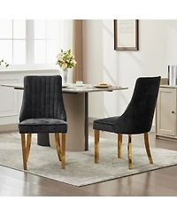 Streamdale Furniture Chenille Dining Chairs Set of 2 Black