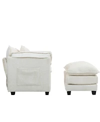 Streamdale Furniture Oversized Boucle Sofa Bed with Ottoman