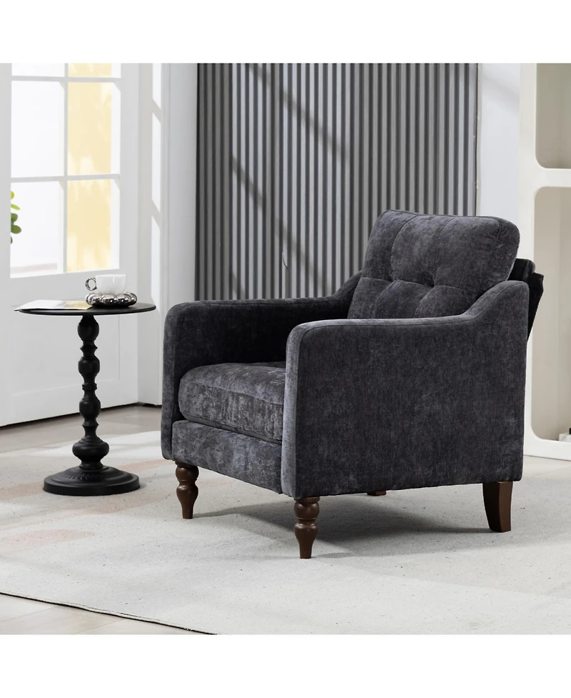 Streamdale Furniture Accent Chenille Chair w/ Usb Ergonomic Back Storage