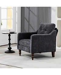 Streamdale Furniture Accent Chenille Chair w/ Usb Ergonomic Back Storage