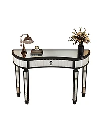Streamdale 47" Half-Moon Mirrored Console Table - Silver Entryway Vanity Desk