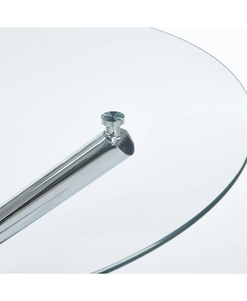 Streamdale Furniture Chrome Glass Dining Table - Modern Kitchen/Living Room Table 110cm