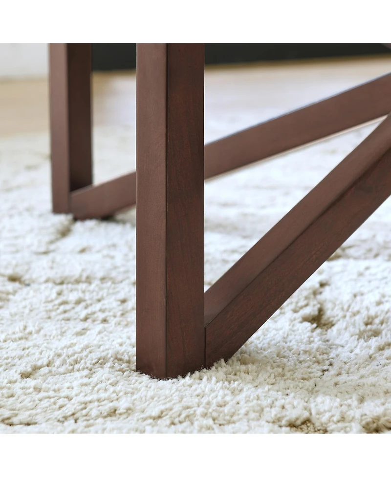 Streamdale Furniture Modern Wood Base, Round Top Glass Coffee Table