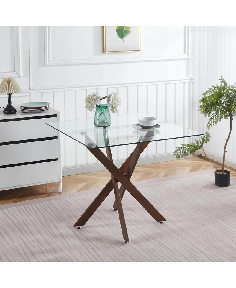 Streamdale Furniture Modern Glass Top Dining Table