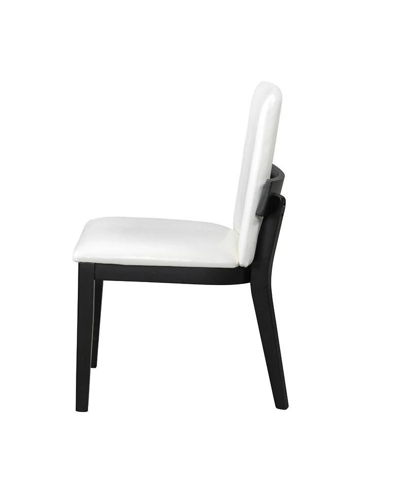 Streamdale Furniture Wood & White Leather Dining Chairs