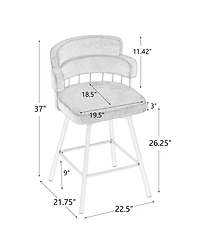 Streamdale 26" Swivel Bar Stools Set of 2, Upholstered with Backs, Green