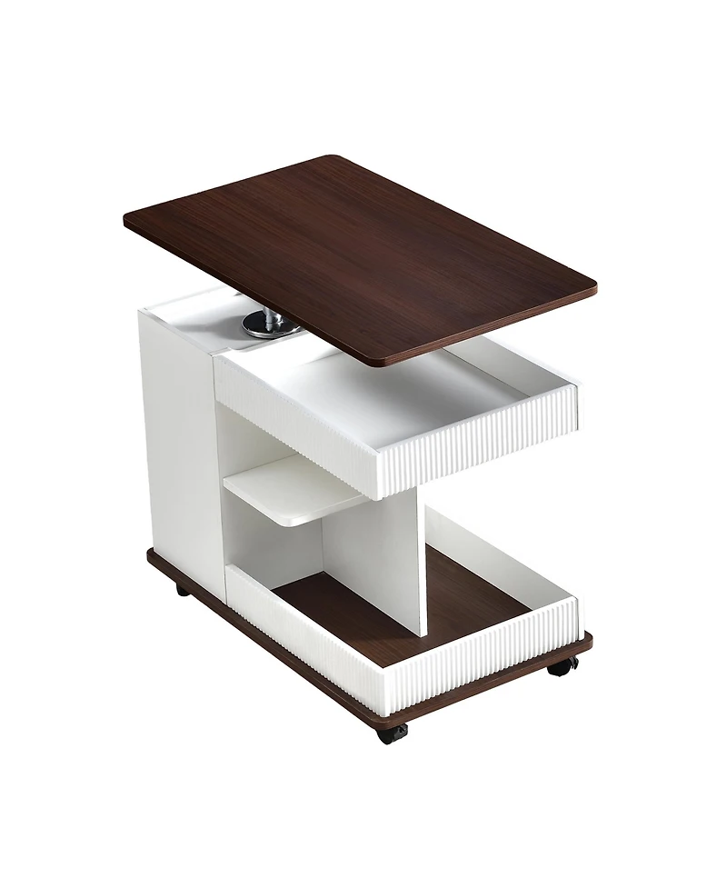 Streamdale Adjustable Lift-Top End Table with Wheels & Storage