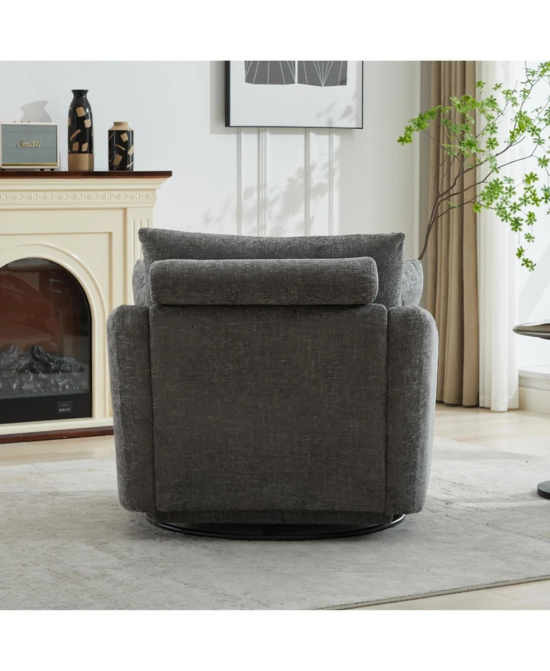 Streamdale Furniture Chenille Swivel Accent Chair with Pillows
