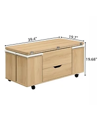 Streamdale Furniture + 5-Piece + Wood + Lift-Top with Storage & Casters + Coffee Table Set