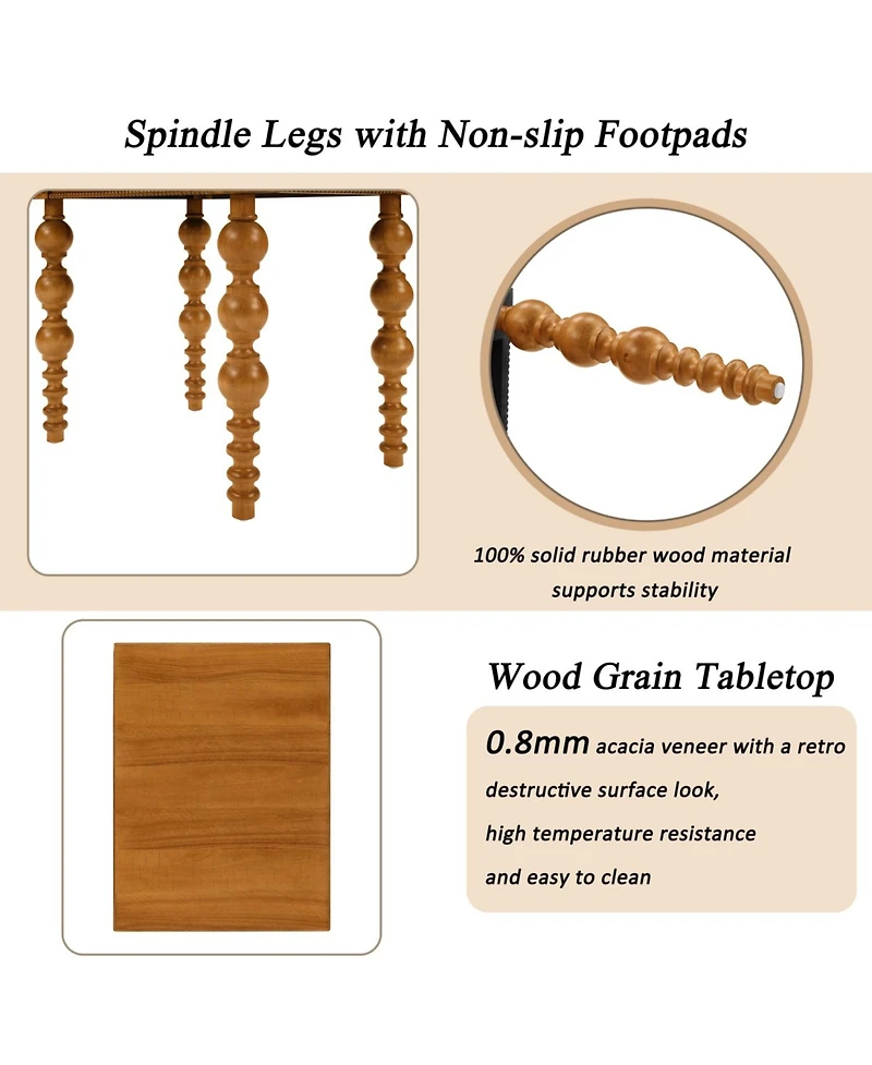 Streamdale Furniture Solid Wood Coffee Table Set of 3 w/ Drawer - Vintage Style (Natural)