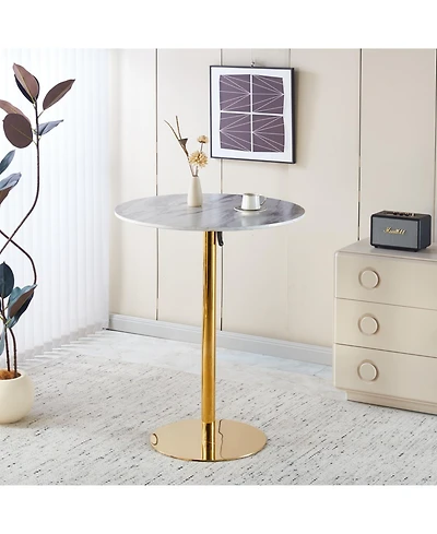 Streamdale Furniture 31.5" Golden & White Tulip Bar Table - Round Mdf Top