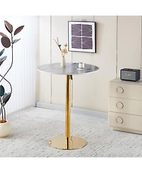 Streamdale Furniture 31.5" Golden & White Tulip Bar Table - Round Mdf Top