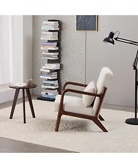 Streamdale Furniture Mid-Century Beige Chair & Walnut Coffee Table Set