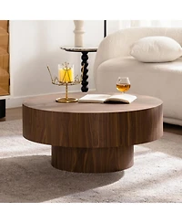 Streamdale Furniture Round Wood Coffee Table - 30.5" Walnut - Living Room/Office