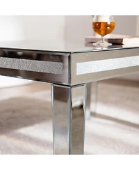 Streamdale Furniture Silver Crushed Crystal Coffee Table, Mirrored Glass, Glam Modern