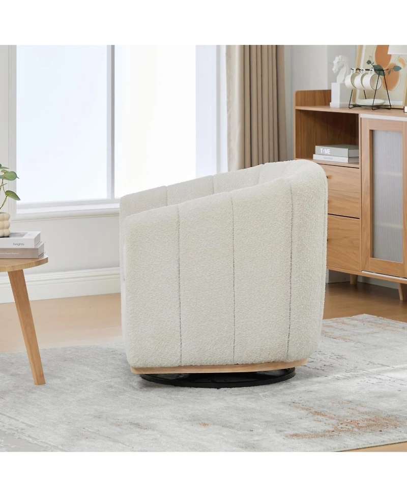 Streamdale Furniture Chenille Swivel Barrel Chair, Tufted Pumpkin Armchair